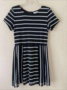 2/$20 Sale* Bar III Black and White Striped Fit-and-Flare Dress, size L